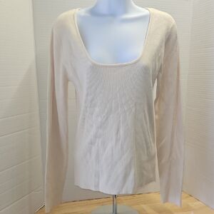 a new day Cream Ribbed Long Sleeve Light Weight Sweater. XL.
